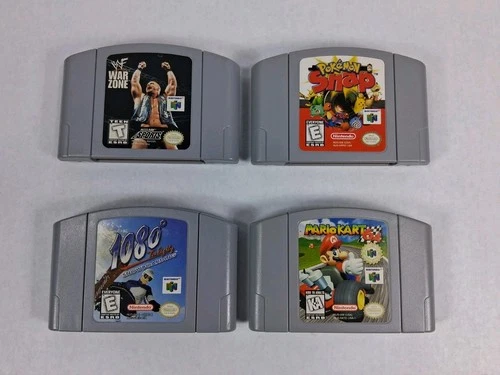 VINTAGE NINTENDO N64 Game LOT POKEMON SNAP, WWF WARZONE, 1080, MARIO KART 64