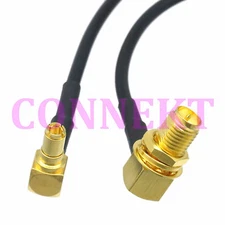 TS9 male 90° gold to RP-SMA female nut 90° crimp RG174 cable jumper pigtail 15cm