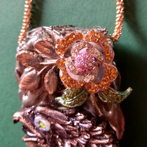 Art Deco Nouveau Jewelry Necklace Retro Luxury Pendant Eagle Flower Rhinestone - Picture 6 of 24