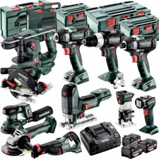 Image of Metabo 18V 11pcs Brushless Combo Tool Kit 3 x 5.2Ah Battery Charger T4TKIT-17618