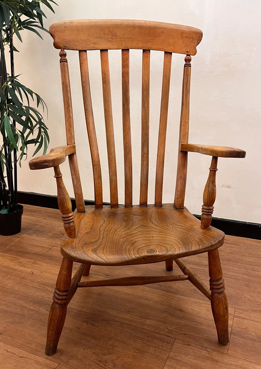 Old English Elm lath back Windsor antique Grandfather chair eBay