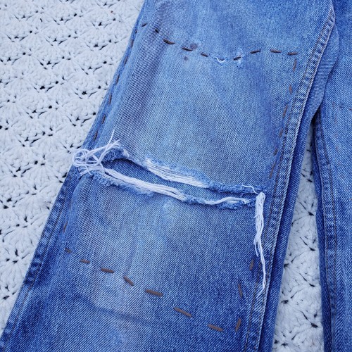 Vtg Sears Roebucks Men's Distressed Workwear Denim Repaired Jeans Pants - 31x29 - Picture 6 of 14