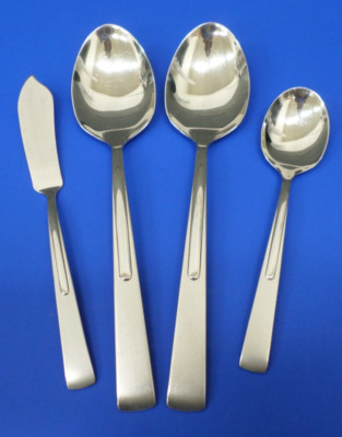 4 - Oneida CENTIGRADE Frosted w/ Glossy Stainless USA Flatware SERVING PIECES