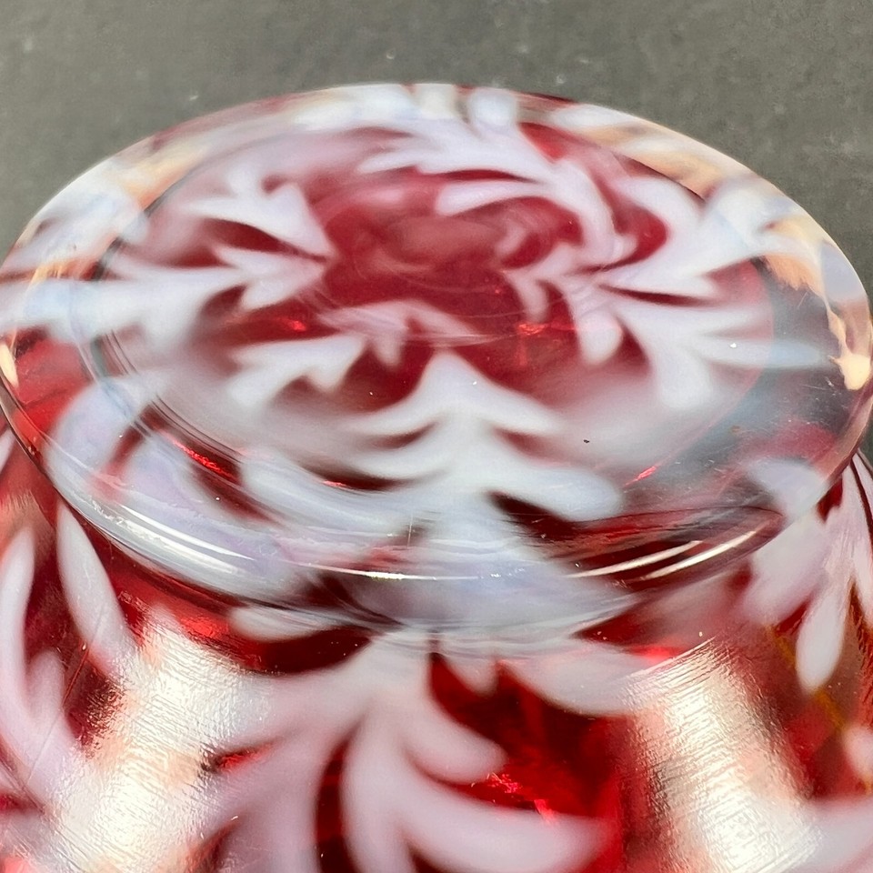 Vtg Fenton LG Wright Glass Daisy Fern Cranberry Opalescent 9 Panel