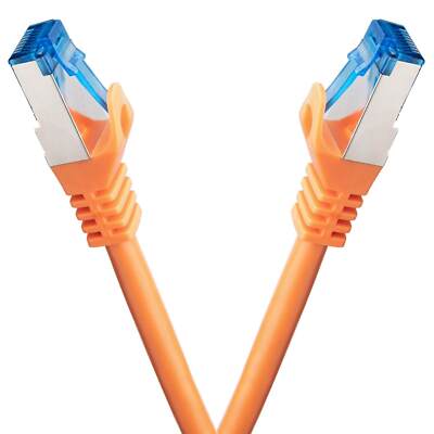 2 x 0,25m CAT7 Netzwerkkabel Patchkabel Ethernet DSL LAN Netzwerk Kabel orange