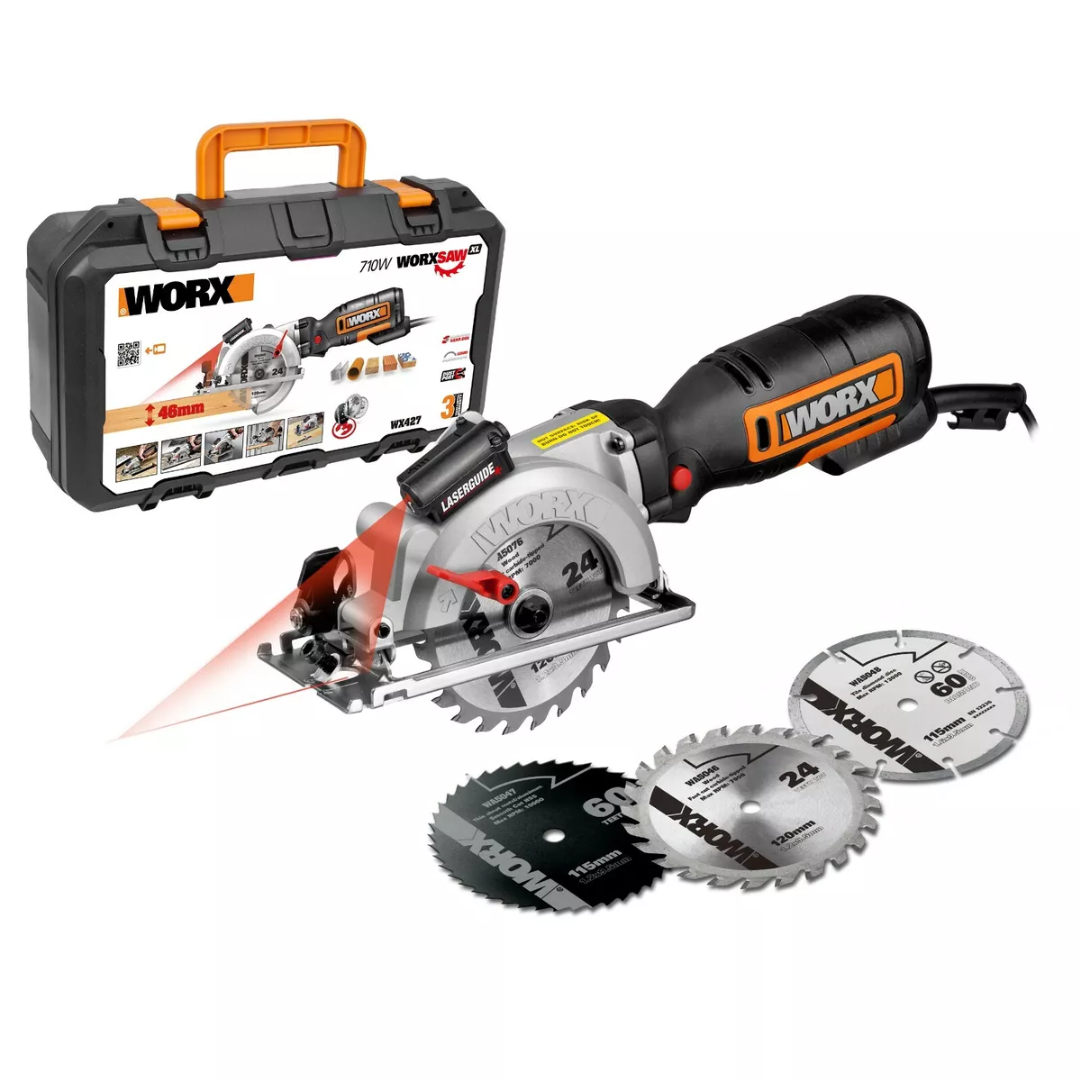 WORX WX427 XL 710W Electric Compact Circular Saw Worxsaw XL x3