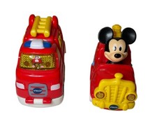 V-Tech Go Go Smart Wheels Mickey Mouse Fire Engine Pull  Race Fire Engine Lot 2