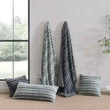Koolaburra by UGG Felix Faux Fur Stripe Throw in Grey/Charcoal 50" x 70"