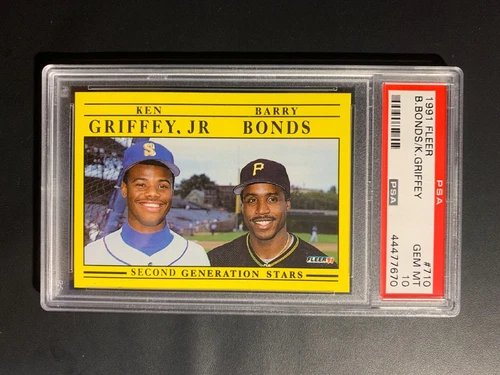 KEN GRIFFEY JR BARRY BONDS 1991 FLEER #710 2ND GENERATION STARS PSA 10 GEM MINT