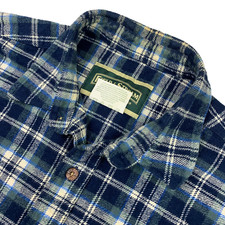 Field  Stream Men  s Heavyweight Flannel Button Work Shirt Blue/Gray Plaid   XL