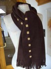 Fleece-Schal, dunkelbraun mit cognacfarbigem Muster, weich und warm