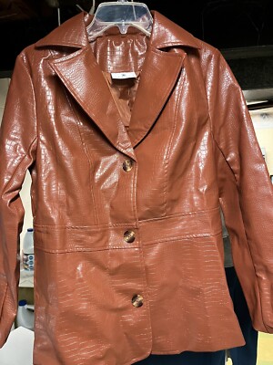 Daisy Street Brown Faux Leather Jacket Size Small 