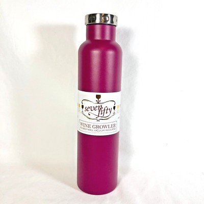 Insulated Travel 25oz Wine Bottle Growler Double Wall Vacuum Seven Fifty Fifty