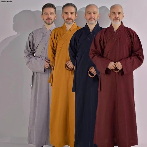 2024 Chinese Clothing Long Robes Buddhist Clothing for Adult Men Meditation Gown