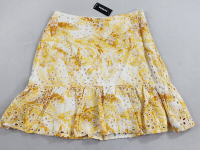 Express skirt womens sz floral yellow zip cotton rayon