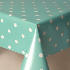 PLAIN POLKA DOTS PVC PLASTIC VINYL TABLE CLOTH VINTAGE RETRO OCCASIONS CLEAR