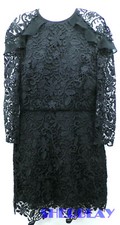 Stunning Floral Lace Black Dress Longsleeve Beaded fitted NEW WITHOUT TAGS LABEL