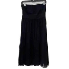 J.CREW Emily Silk Strapless Black Cocktail Dress Size 8 Chiffon Sleeveless Party