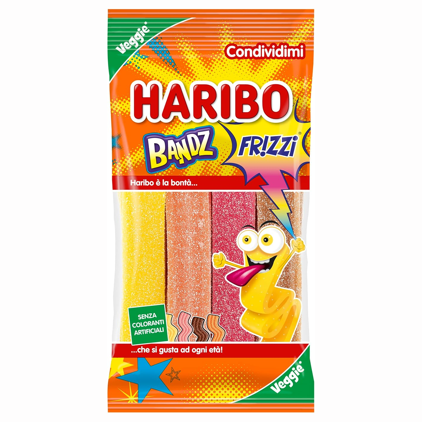 HARIBO BANDZ Caramelle Gommose Frizz 160 gr gusto Frutta Frizzi senza coloranti