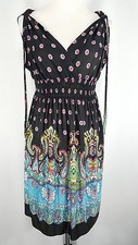 Urban Mango Blouson Dress S Black Paisley Embellished Empire Waist V-Neckline