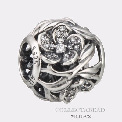 Authentic Pandora Sterling Silver Mystic Floral CZ Bead 791419CZ