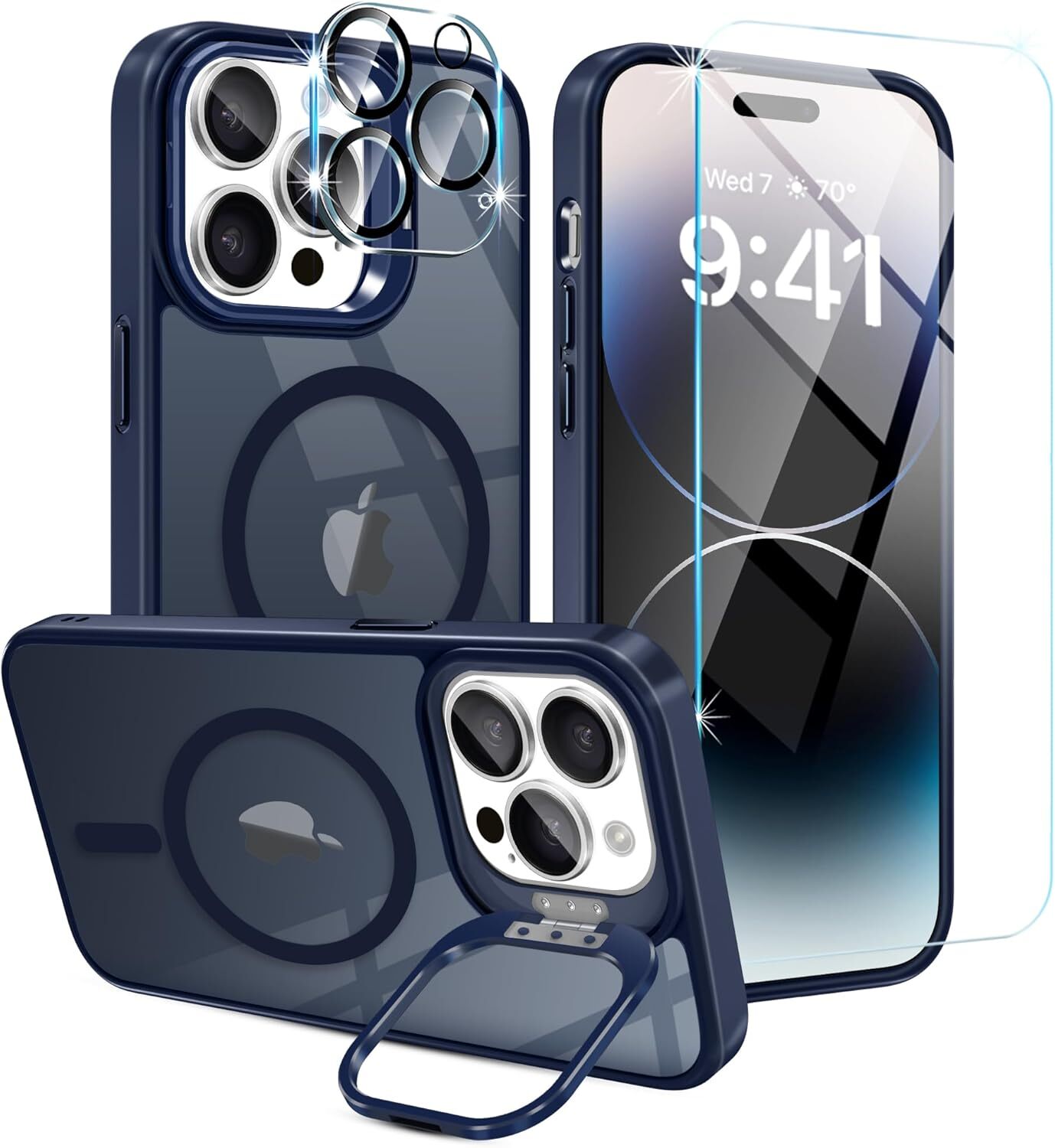 For iPhone 14 Pro Max Case Magnetic with Camera Invisible Stand Screen