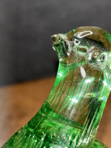Clear Green Tinted Glass Art Controlled Bubble Dove Bird Paperweight Figure Deco - Picture 3 of 13