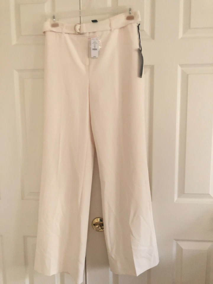 Nuevo con etiquetas Pantalón Drama Mujer Casa Blanca Mercado Negro Talla 6 Pierna Ancha Marfil Forrado Crema