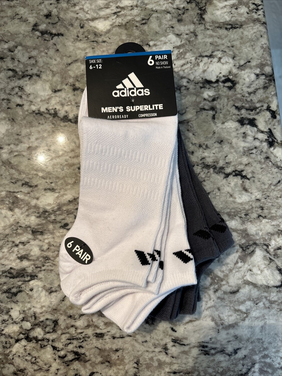 Adidas Men's Superlite Ankle Cut Socks (6-pair) White And Gray
