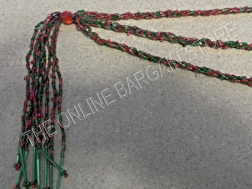Frontgate Christmas Holiday Set 12 Beaded 33" Swag Ornaments Garland Red Green - Picture 2 of 8