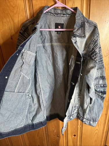 Southpole Trucker Jean Jacket Mens XXL Blue Wash Denim Distressed - Picture 10 of 11
