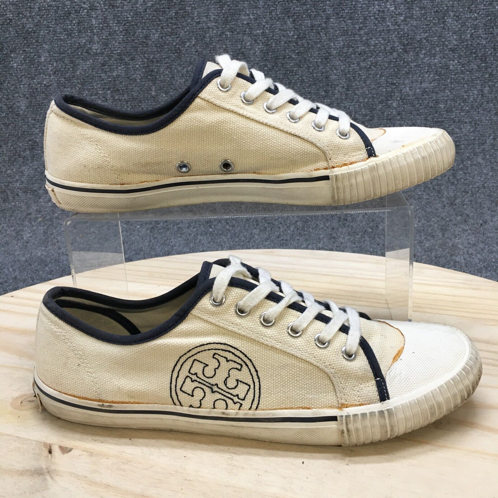 Tory Burch Shoes Womens 9 M Casual Sneakers Beige Canvas Comfort Lace Up  LowTop | eBay