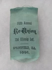 SPRINGFIELD ILLINOIS 73rd VOL. INFANTRY GAR CIVIL WAR GRAND ARMY REUNION RIBBON