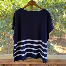 Loft Navy And White Striped Knit Poncho Size XS/S. NEW