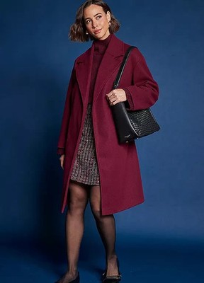 365 by Freemans burgundy longline wrap coat size M BNWOT RRP £99