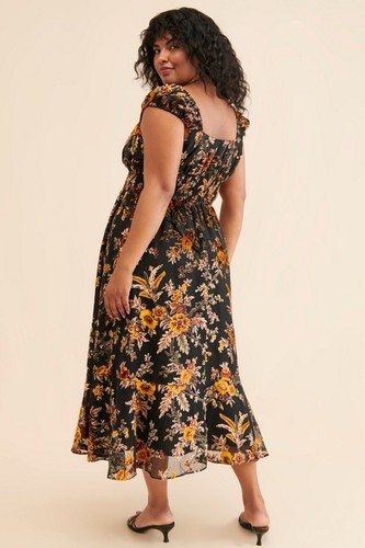 Anthropologie Hutch Floral Burnout Midi Dress Women’s Size XL Moody Earth Tones - Bild 3 von 7