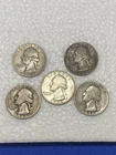 Lot of 5 ~ 90% Silver Washington Quarters 1940, 1943, 1952, 1954, 1964 P Mint