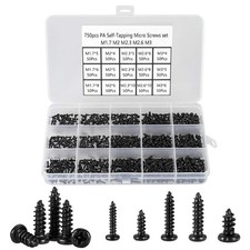 750 Pcs Small/Micro/Tiny/Mini Self-Tapping Screws, M1.7-M3 Phillips Pan Head, Cr
