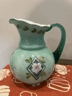 FENTON 75th ANNIVERSARY DIAMOND JUBILEE SPRUCE GREEN HAND PAINTED PITCHER SIGNED