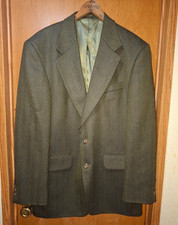 Oscar De La Renta 100 Wool Blazer Herringbone Green Size 40