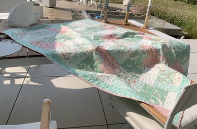 Patchwork Quilt Decke 116cm X 155cm The Sea And Me Moda In Handarbeit Genäht!