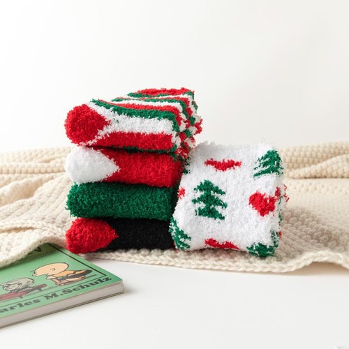 5Pairs Free Size Fuzzy Socks Soft Wool Crew Warm Socks for 5-9 Multicolor-07 - Picture 7 of 7