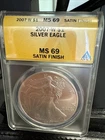 2007 West Point American Silver Eagle MS69 Satin Finish ANACS Certified