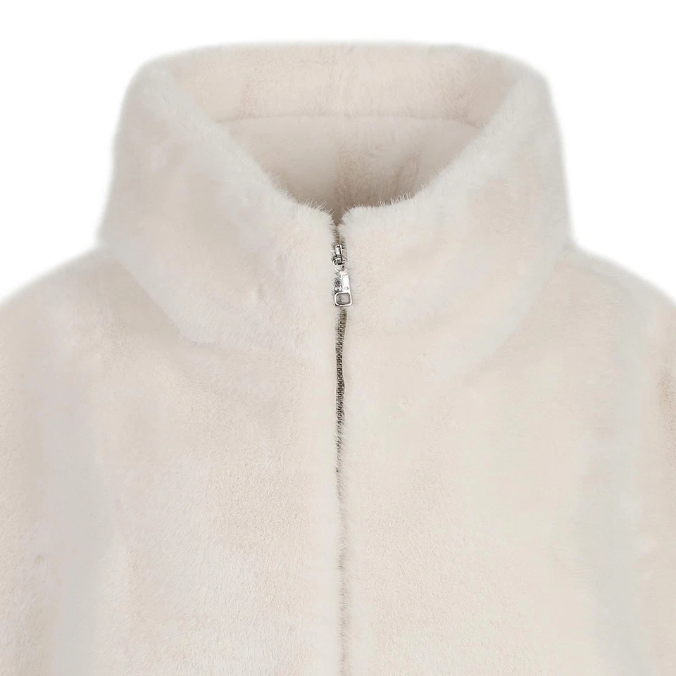 Mini chaleco con capucha de piel ecológica PING genuino para mujer  Foto 4 de 4