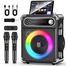 Karaoke Machine with 2 Wireless Microphones, Upgraded 6.5"Woofer and 2"Tweete...