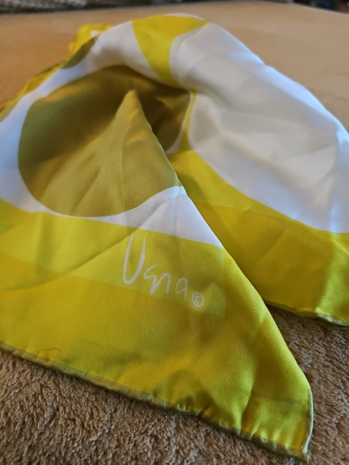 Bufanda de seda Vera vintage marrón amarillo azul años 60 13,5"x 43" *Leer* Foto 2 de 4