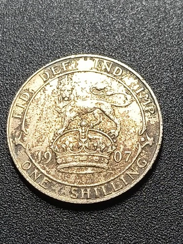 1907 Shilling King Edward VII - Pre 1920 British Silver Coin Not Scrap (.925)