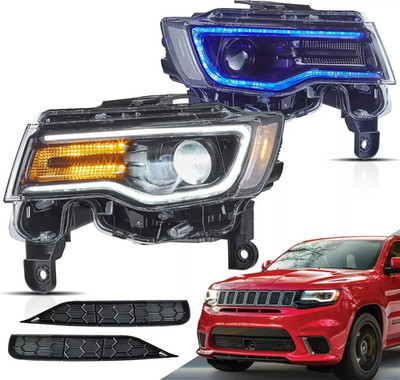 Fit 2014-2022 Jeep Grand Cherokee VLAND Projector Full LED Headlights w/Start-Up