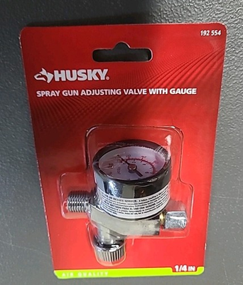 #ad Husky Spray Gun 1 4 Adjusting Valve with Gauge 192 554 $7.19