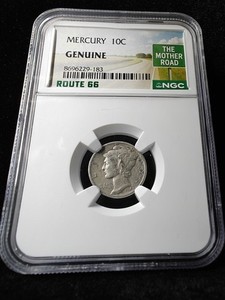 1942 Mercury Dime 10C Silver Philadelphia NGC Genuine Route 66 Label